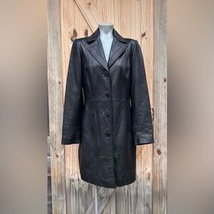 Vintage Avanti New York Black Mid Length Soft Leather Jacket Coat~M~